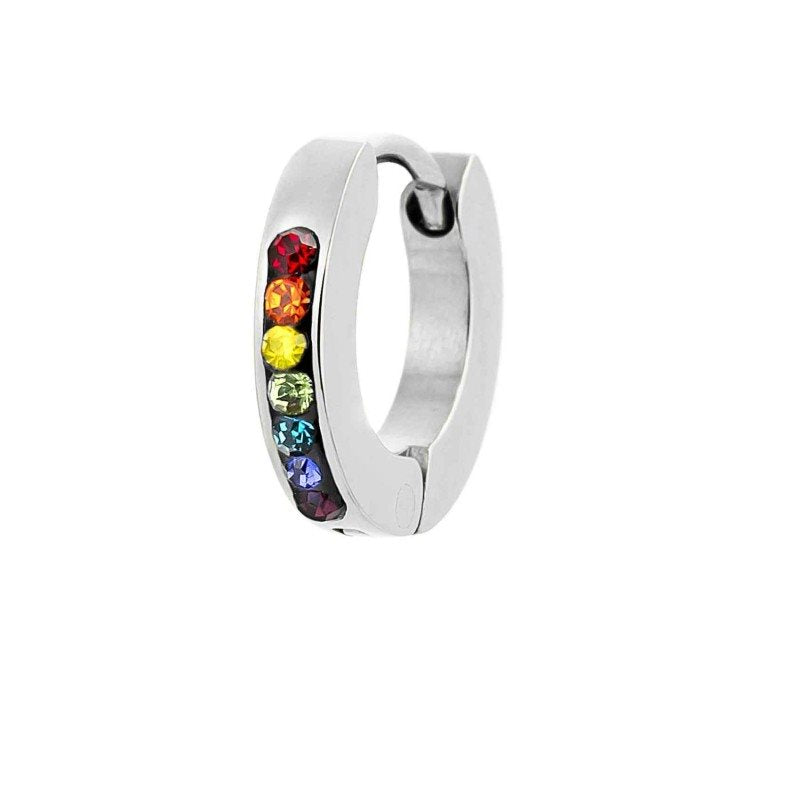 Monorecchino a cerchio donna Marlù in acciaio e cristalli 2OR0058-RGB