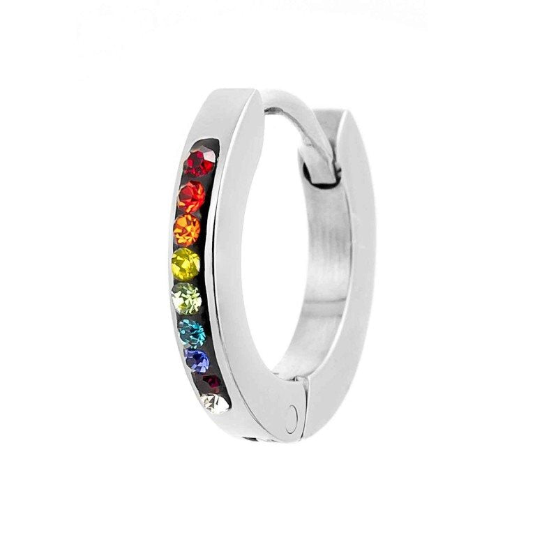 Monorecchino a cerchio donna Marlù in acciaio e cristalli 2OR0059-RGB