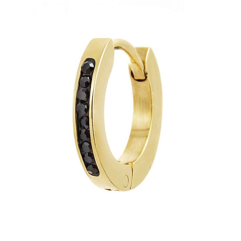 Monorecchino cerchio donna Marlù in acciaio dorato e cristalli 2OR0059G-N