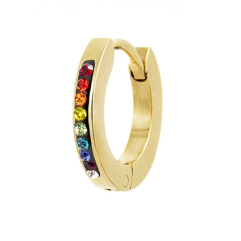 Monorecchino a cerchio donna Marlù in acciaio dorato e cristalli 2OR0059G-RGB
