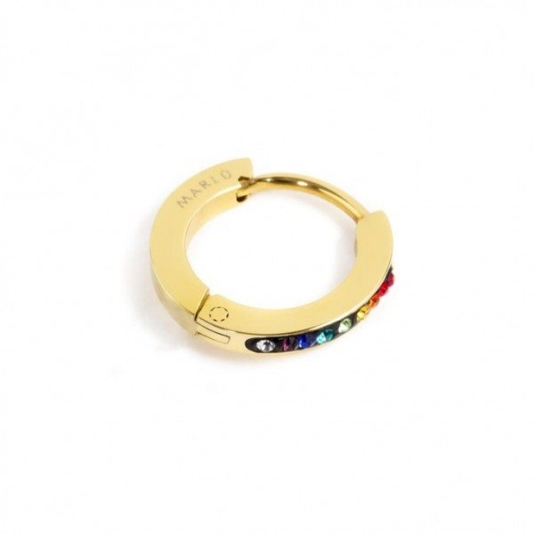 Monorecchino a cerchio donna Marlù in acciaio dorato e cristalli 2OR0059G-RGB