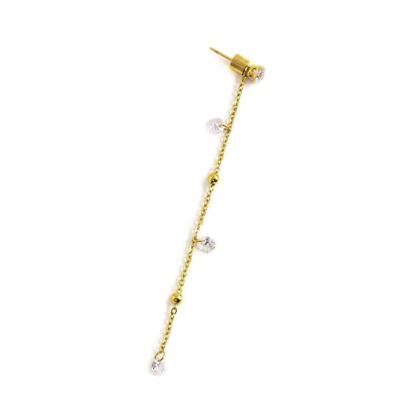 Monorecchino pendente donna Marlù Sparkles in acciaio dorato e zirconi 2OR0060G-W