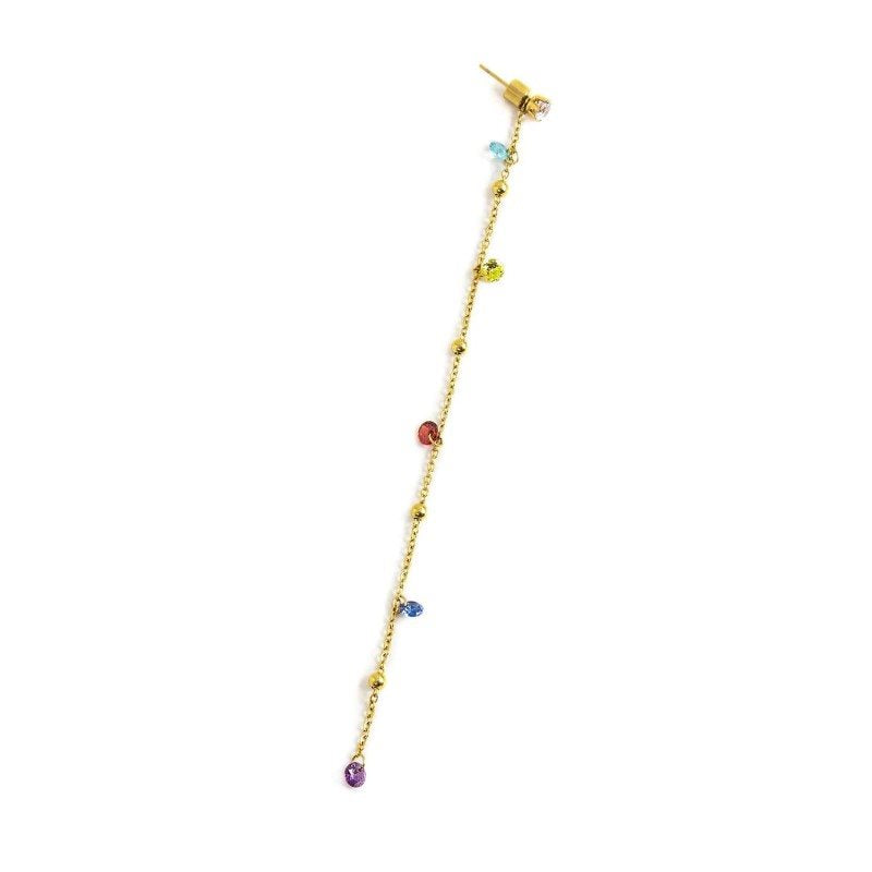 Monorecchino pendente donna Marlù in acciaio dorato e cristalli 2OR0061G-RGB