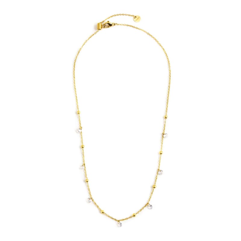 Collana donna Marlù Be Woman in acciaio dorato e cristalli 2CO0064G-W