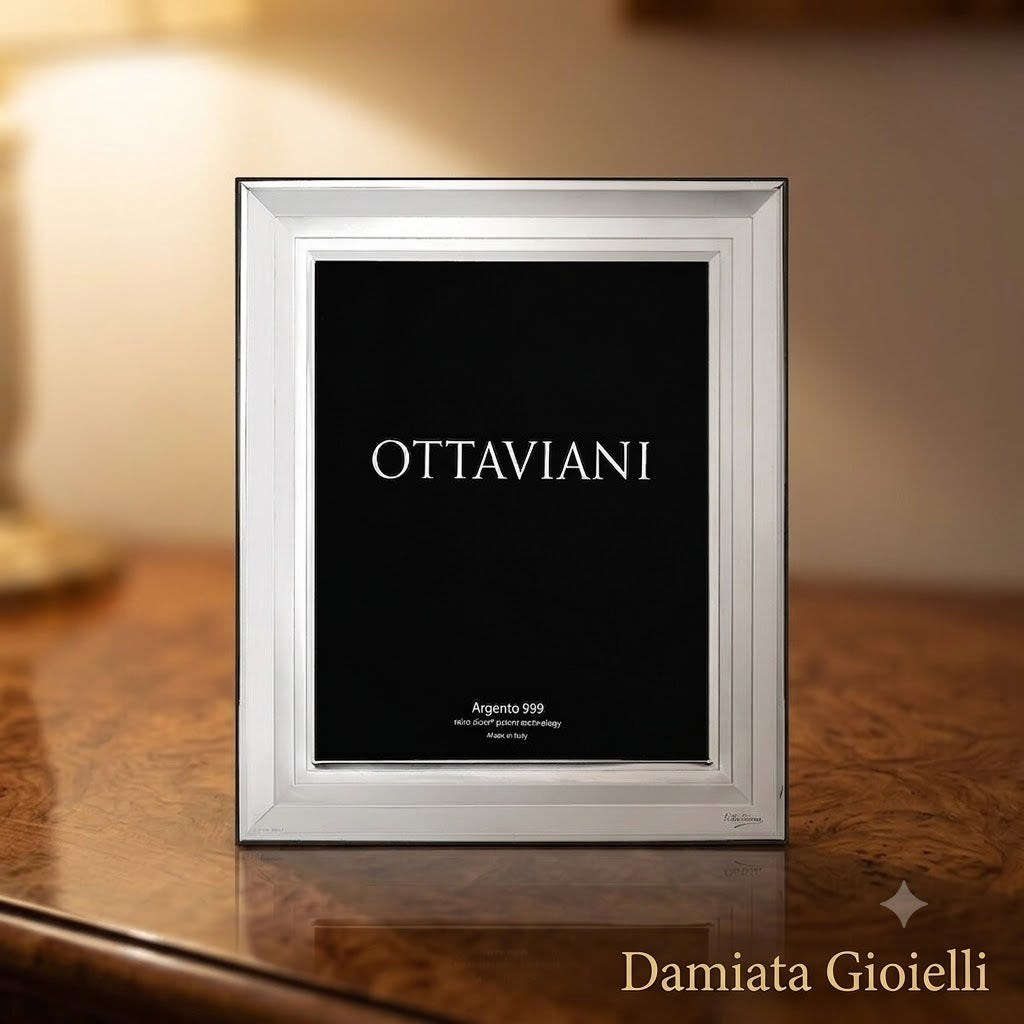 Cornice portafoto Ottaviani in argento retro legno, misure 13x18 ref. 3000A