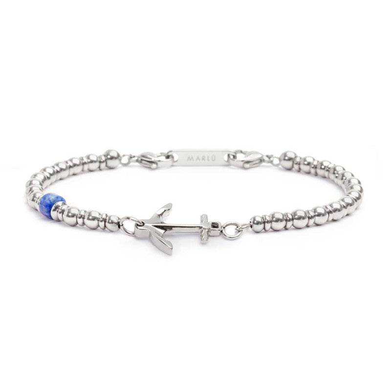 Bracciale con ancora uomo Marlù in acciaio e sodalite 30BR0009