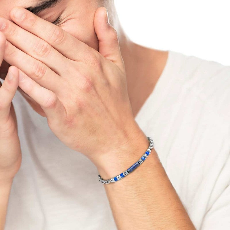 Bracciale uomo Marlù in acciaio e lapis 30BR0016-B