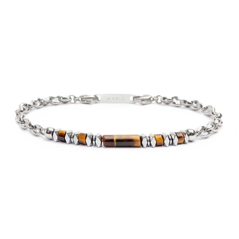 Bracciale uomo Marlù in acciaio e occhio di tigre 30BR0016-M