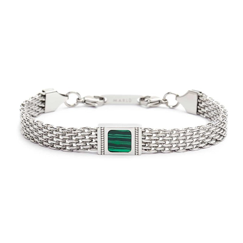 Bracciale unisex Marlù in acciaio e malachite 30BR0018-V