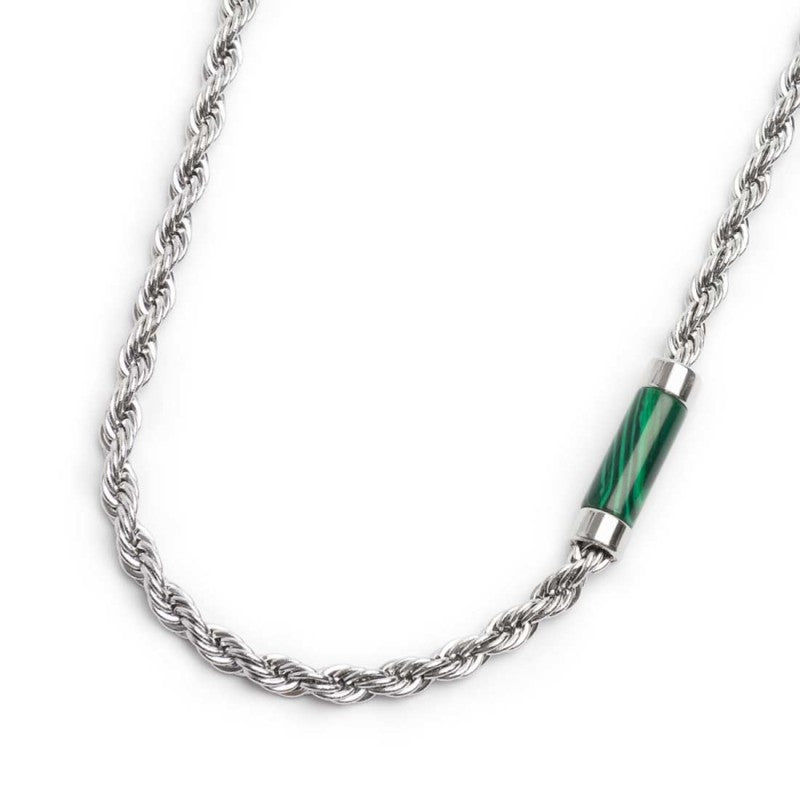 Collana uomo Marlù in acciaio con malachite verde 30CN0009-V