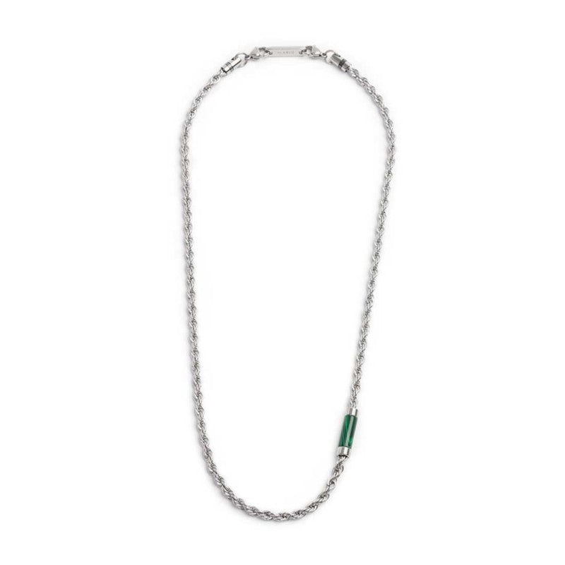 Collana uomo Marlù in acciaio con malachite verde 30CN0009-V