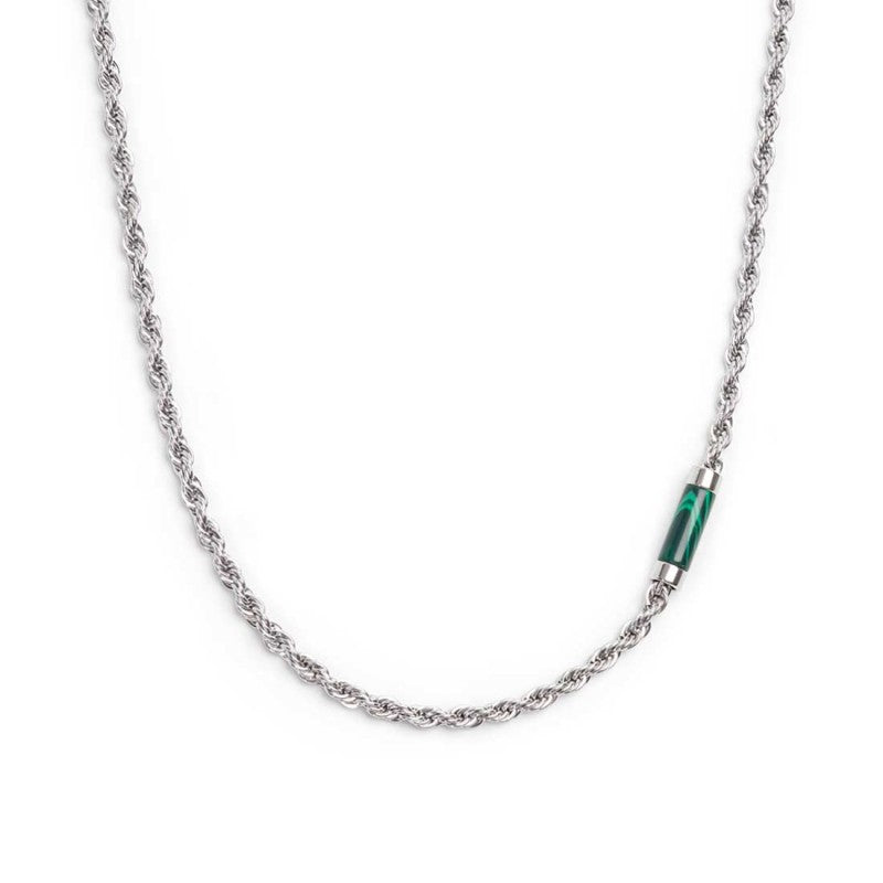 Collana uomo Marlù in acciaio con malachite verde 30CN0009-V