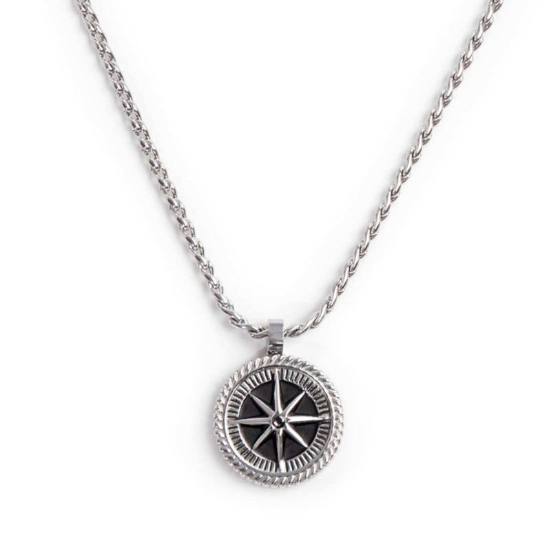 Collana uomo Marlù rosa dei venti in acciaio e cristallo 30CN0008-N