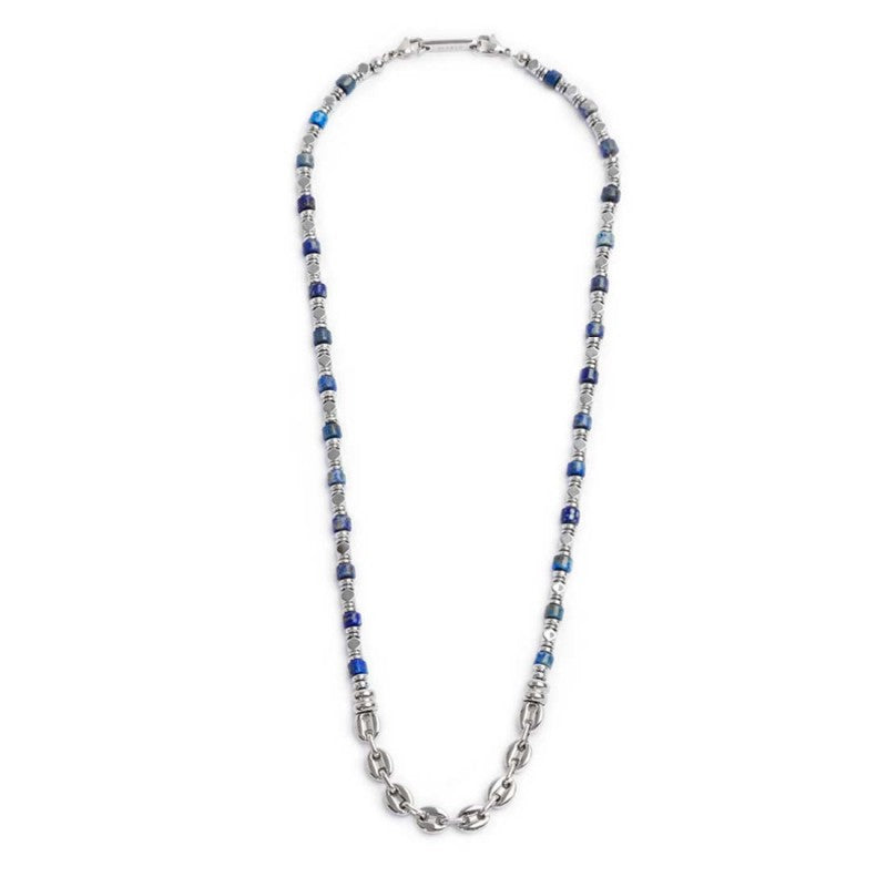 Collana unisex Marlù in acciaio con sodalite, ematite 30CO0001