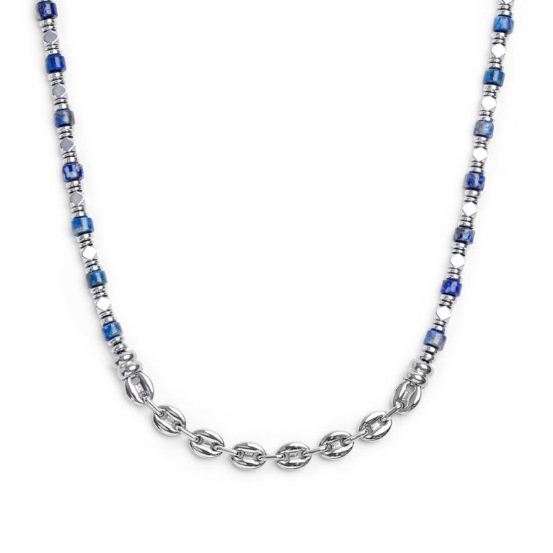 Collana unisex Marlù in acciaio con sodalite, ematite 30CO0001