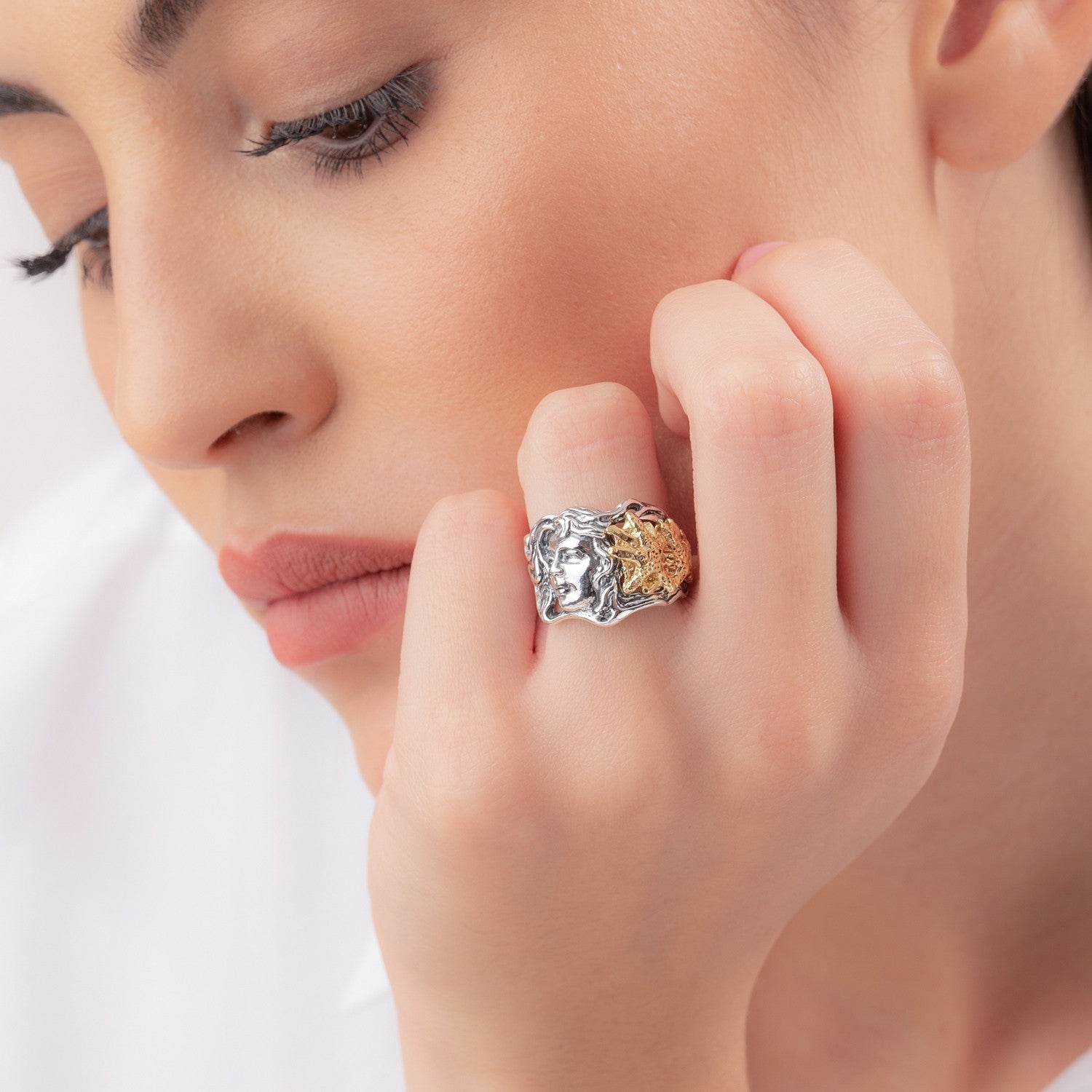 Anello donna Gerardo Sacco mese di aprile in argento bicolore 31131