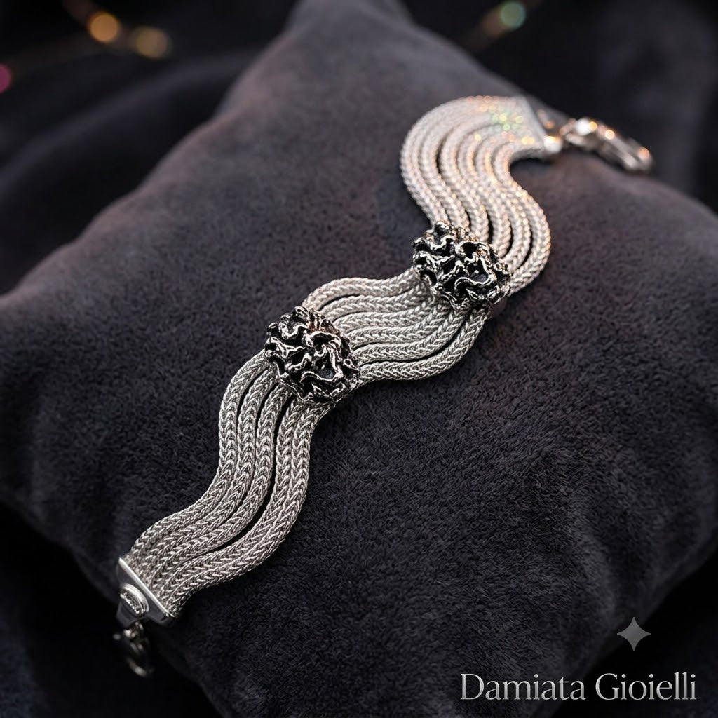 Bracciale cinque fili donna Gerardo Sacco in argento 31787