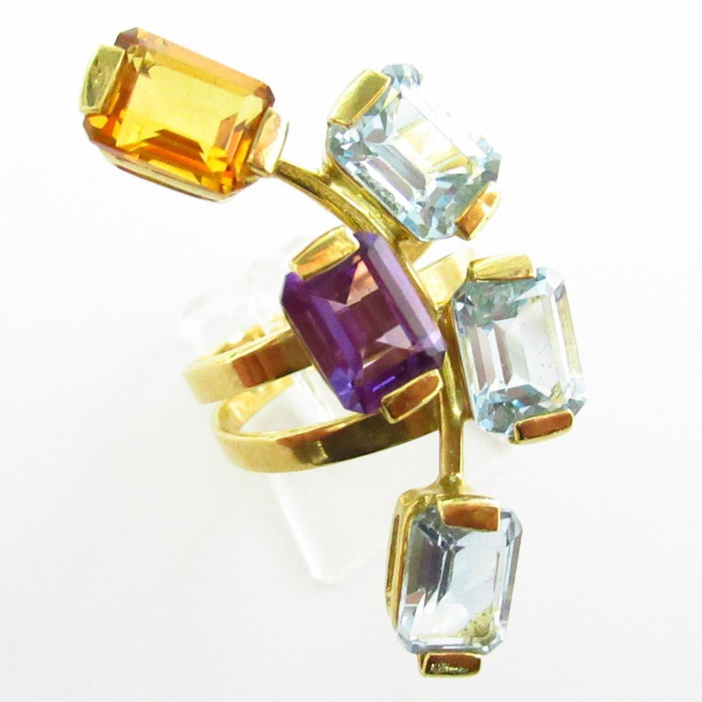 Anello fantasia donna Damiata Gioielli in oro giallo con quarzi 3192/102