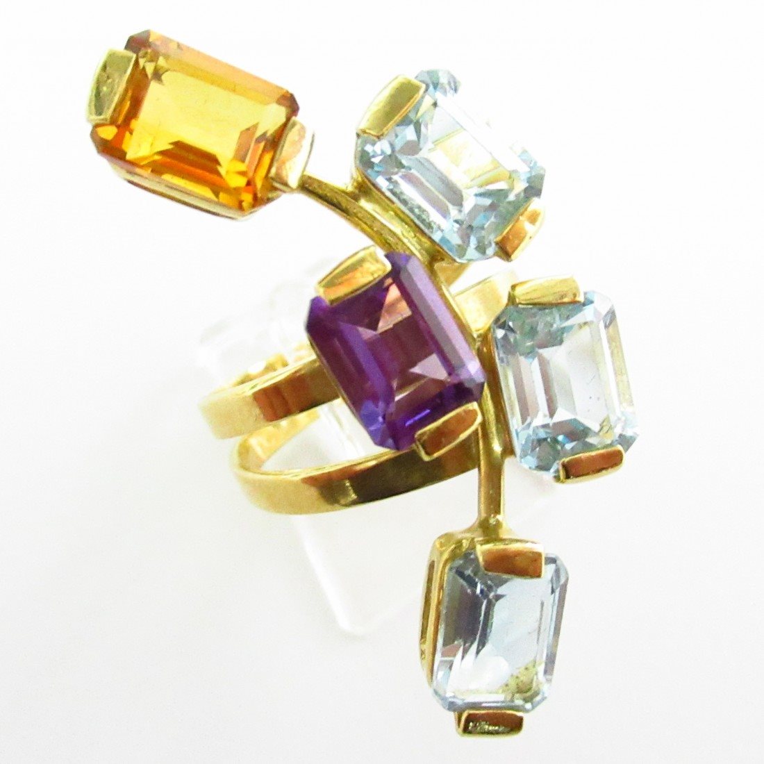 Anello fantasia donna Damiata Gioielli in oro giallo con quarzi 3192/102