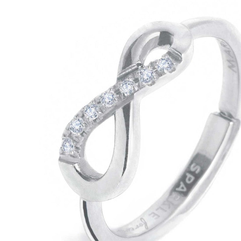 Anello infinito unisex Marlù in acciaio e zirconi bianchi 31AN0015W-S
