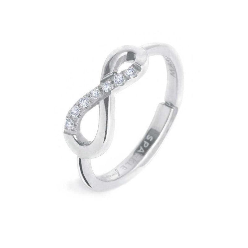 Anello infinito unisex Marlù in acciaio e zirconi bianchi 31AN0015W-S