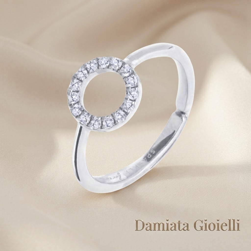Anello cerchio unisex Marlù in acciaio e zirconi bianchi ref. 31AN0016W-S
