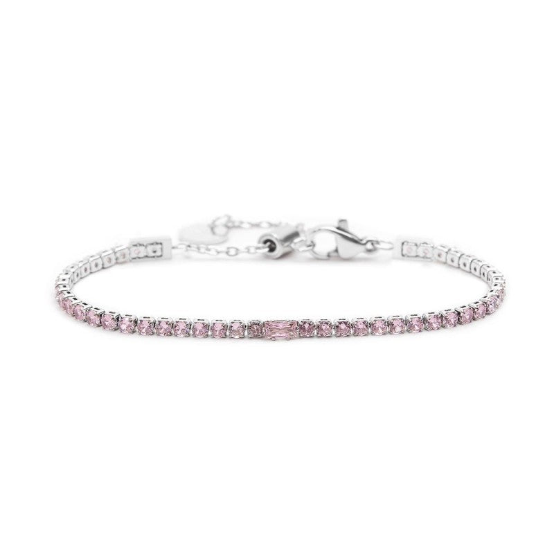 Bracciale tennis donna Marlù in acciaio e zirconi rosa 31BR0006-LF