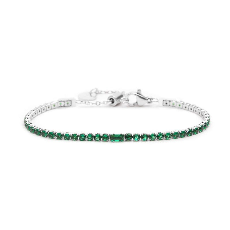 Bracciale tennis donna Marlù in acciaio e zirconi verdi 31BR0006-S