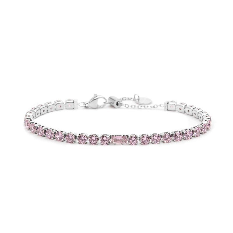 Bracciale tennis donna Marlù in acciaio e zirconi rosa 31BR0007-LF