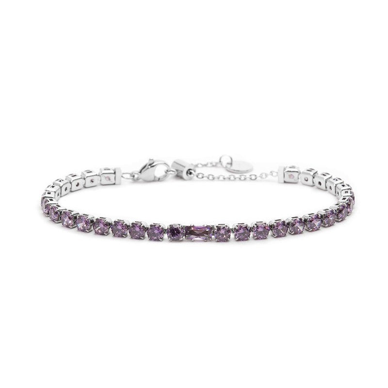 Bracciale tennis donna Marlù in acciaio e zirconi viola 31BR0007-P