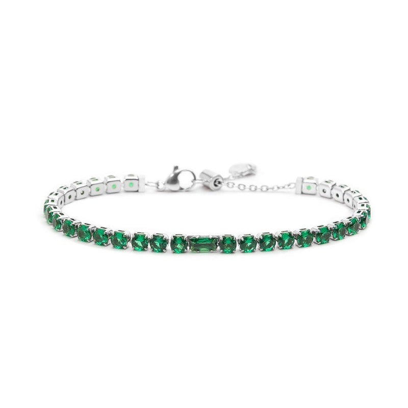 Bracciale tennis donna Marlù in acciaio e zirconi verdi 31BR0007-S