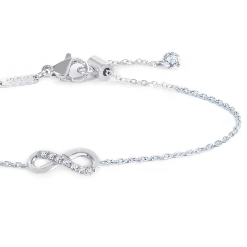 Bracciale infinito unisex Marlù in acciaio e zirconi bianchi 31BR0017-W
