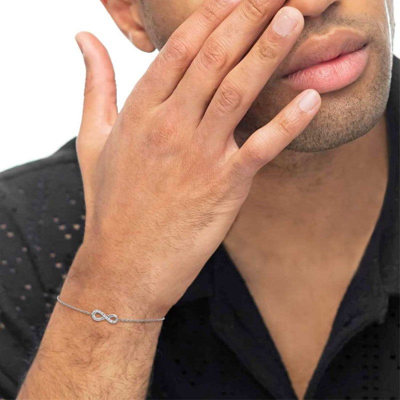 Bracciale infinito unisex Marlù in acciaio e zirconi bianchi 31BR0017-W