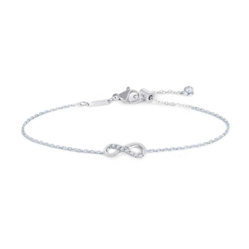 Bracciale infinito unisex Marlù in acciaio e zirconi bianchi 31BR0017-W