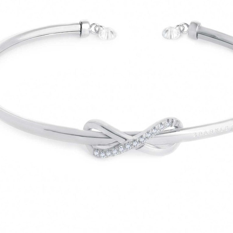 Bracciale infinito rigido unisex Marlù in acciaio e zirconi bianchi 31BR0020-W