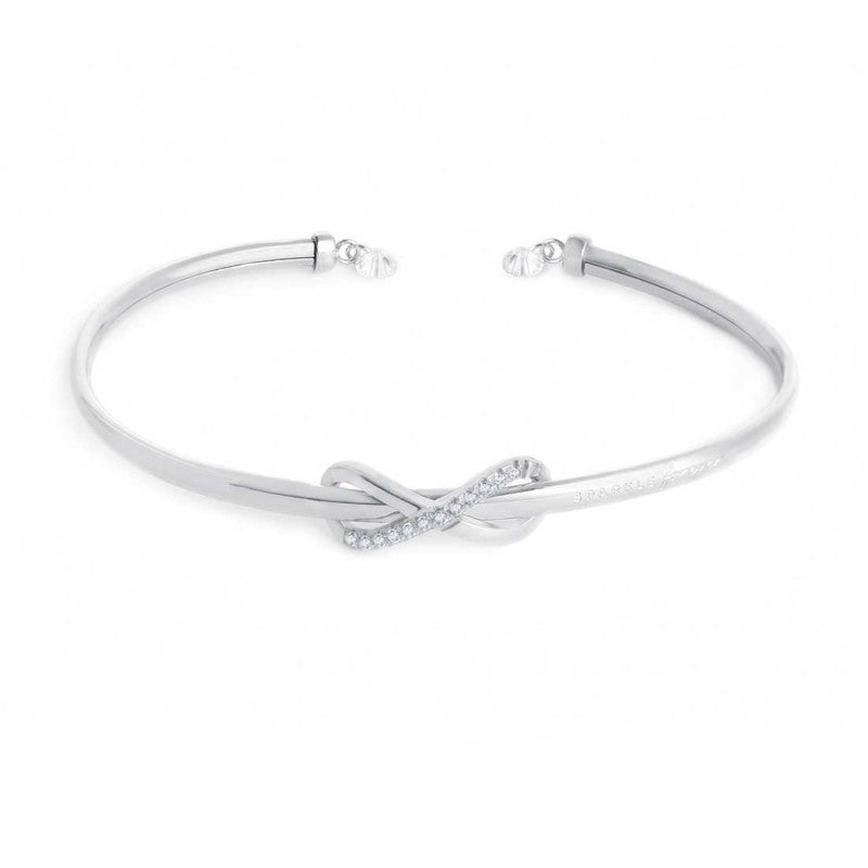Bracciale infinito rigido unisex Marlù in acciaio e zirconi bianchi 31BR0020-W