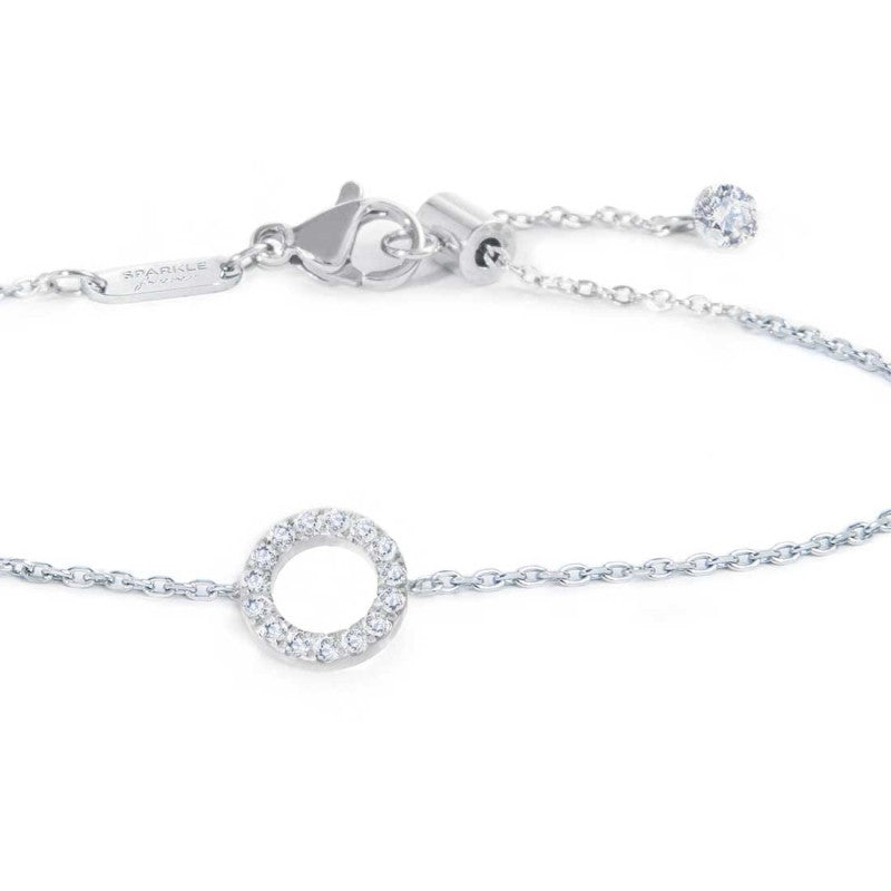 Bracciale infinito unisex Marlù in acciaio e zirconi bianchi 31BR0021-W