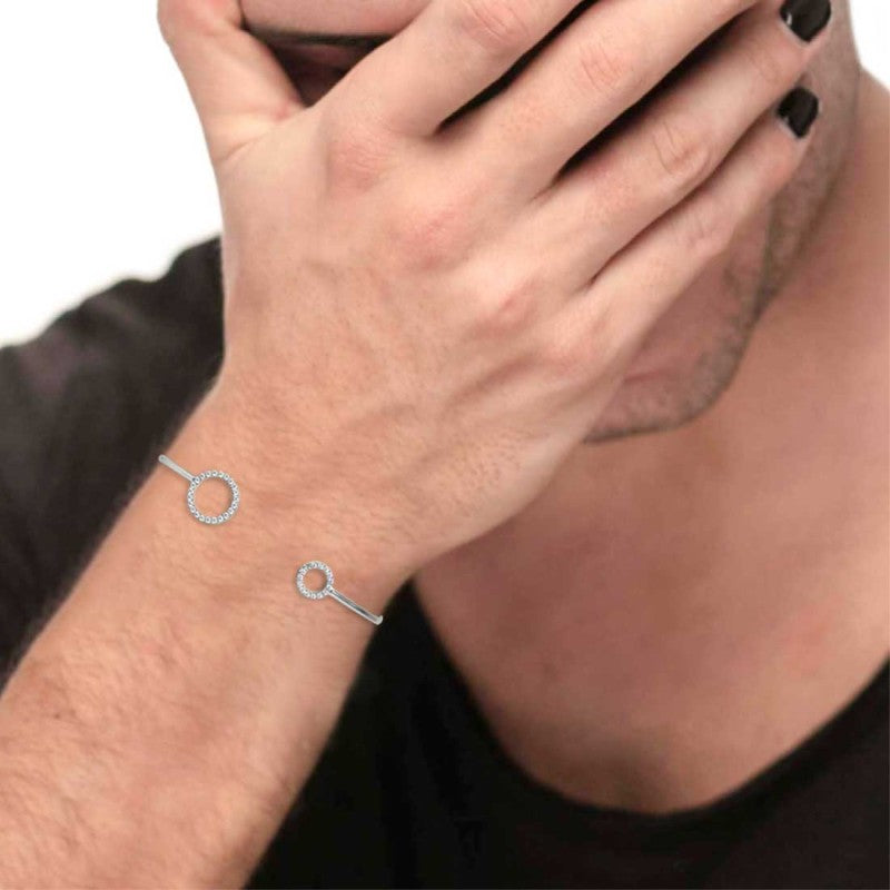 Bracciale rigido unisex Marlù in acciaio e zirconi bianchi 31BR0023W-S