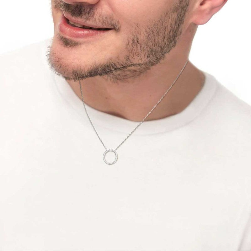 Collana unisex Marlù in acciaio e zirconi bianchi 31CN0015-W