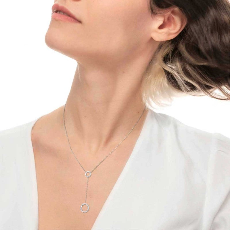 Collana unisex Marlù in acciaio e zirconi bianchi 31CN0016-W