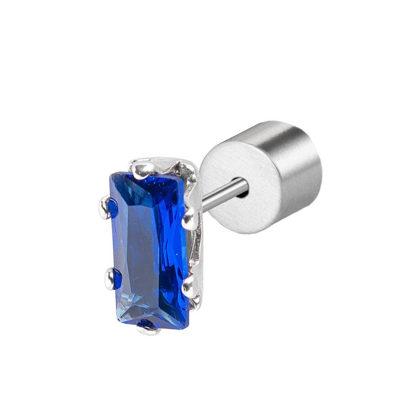 Monorecchino unisex Marlù in acciaio e cristallo blu 31OR0002-B