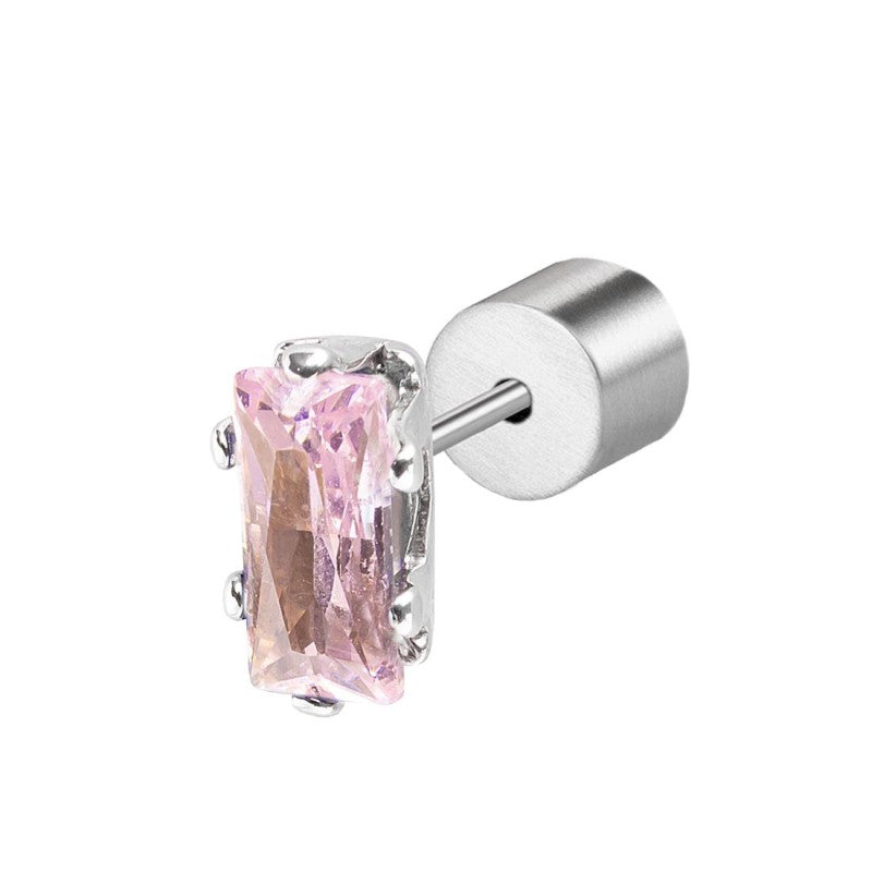 Monorecchino unisex Marlù in acciaio e cristallo rosa 31OR0002-LF