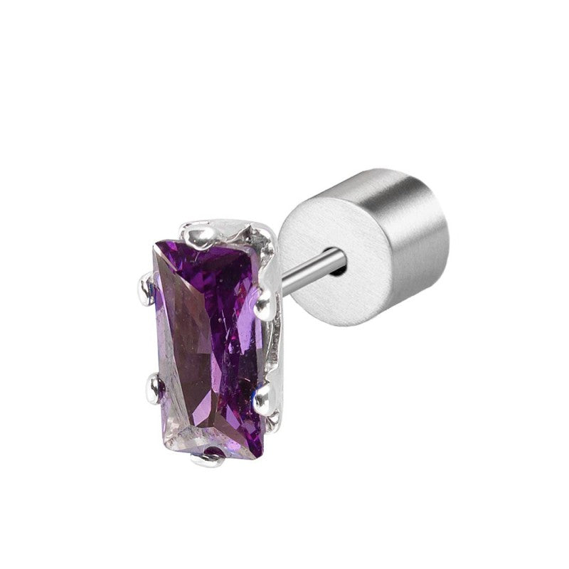 Monorecchino unisex Marlù in acciaio e cristallo viola 31OR0002-P