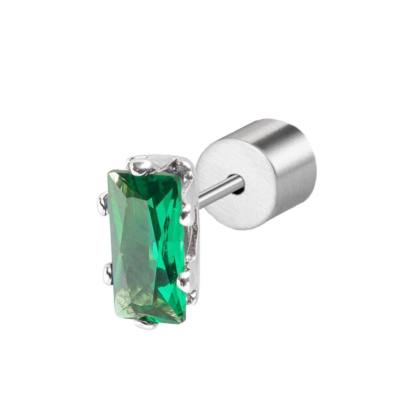 Monorecchino unisex Marlù in acciaio e cristallo verde 31OR0002-S