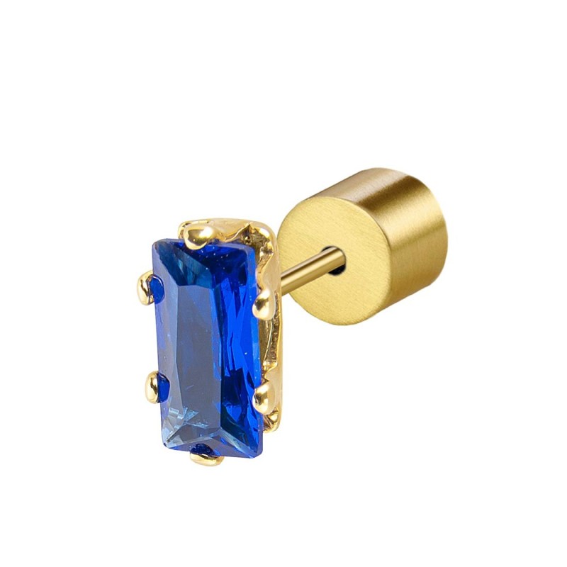 Monorecchino unisex Marlù in acciaio dorato e cristallo blu 31OR0002G-B