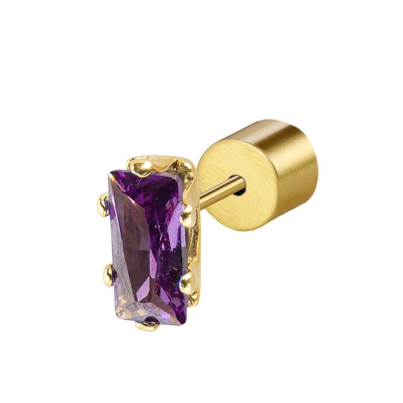 Monorecchino unisex Marlù in acciaio dorato e cristallo viola 31OR0002G-P