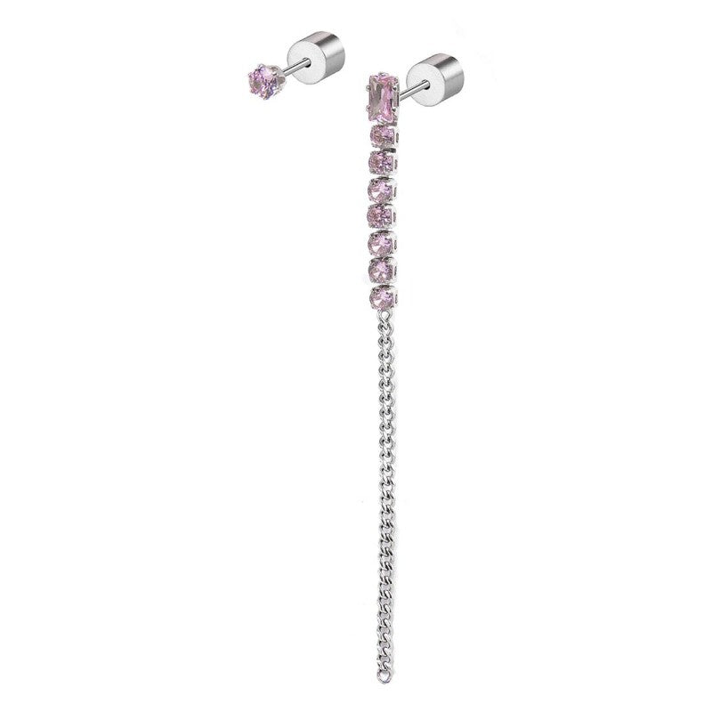 Monorecchino donna Marlù in acciaio e cristalli rosa 31OR0003-LF