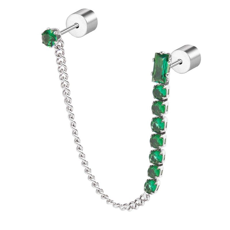 Monorecchino donna Marlù in acciaio e cristalli viola 31OR0003-P