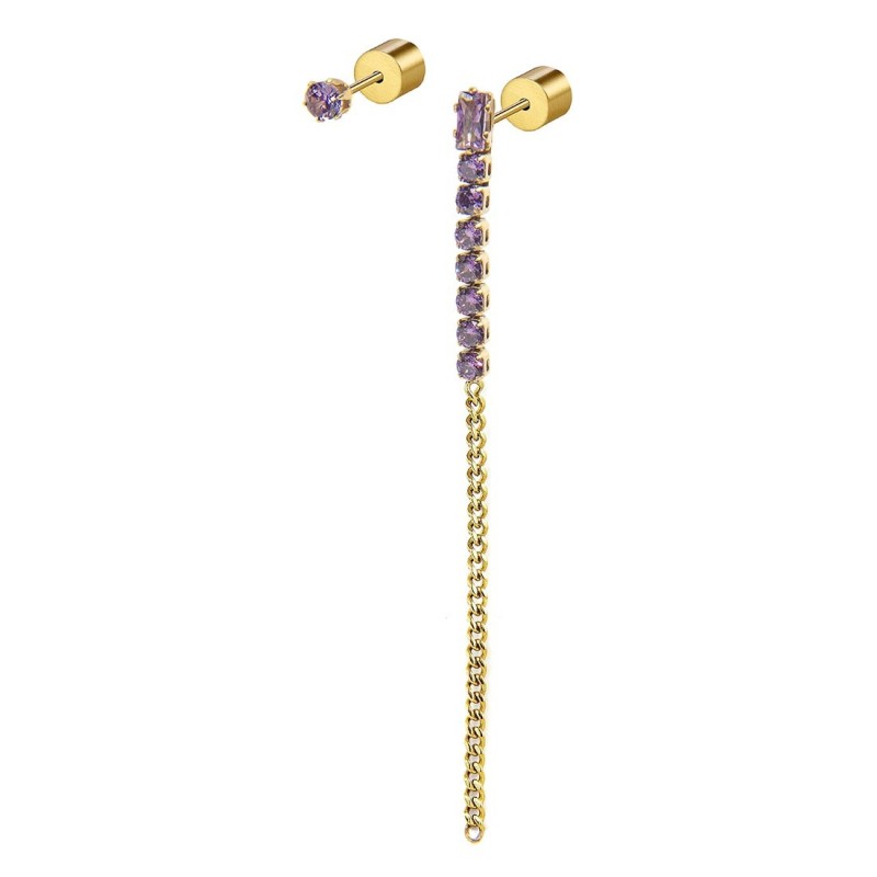 Monorecchino donna Marlù in acciaio dorato e cristalli viola 31OR0003G-P