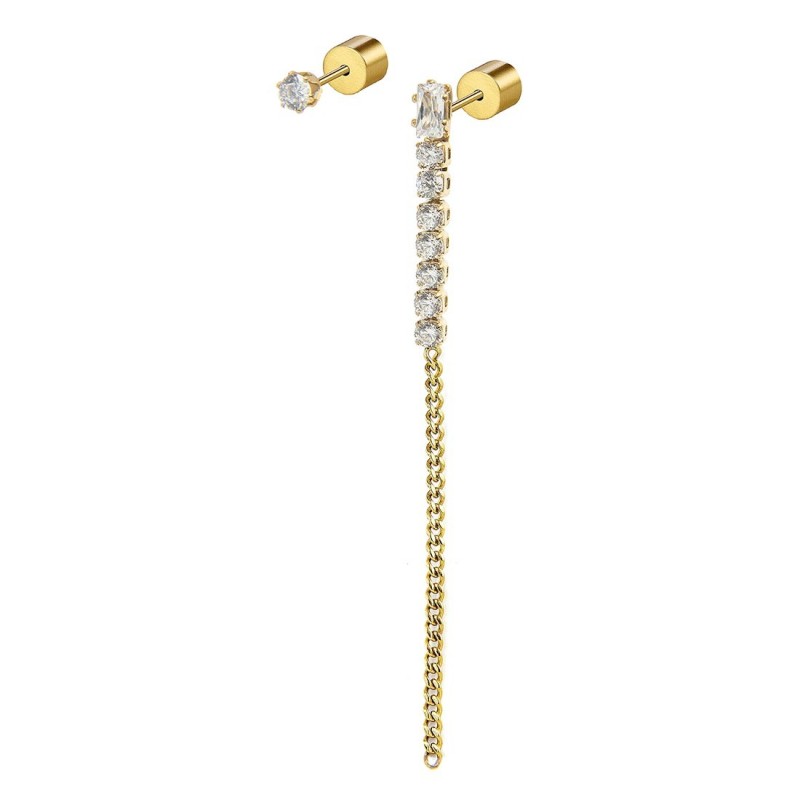 Monorecchino donna Marlù in acciaio dorato e cristalli bianchi 31OR0003G-W